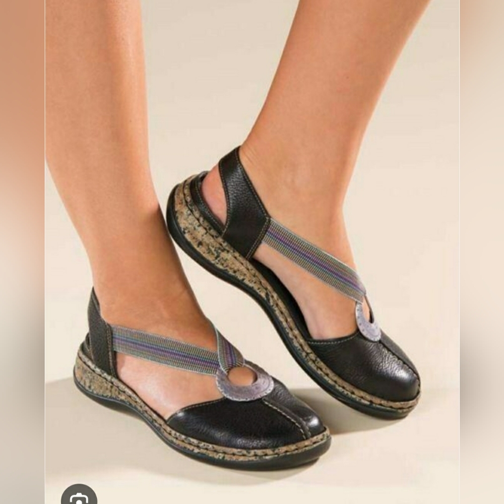 Women's Rieker Antistress Daisy Leather Sandals Hippie Boho Size US 5 EU 36